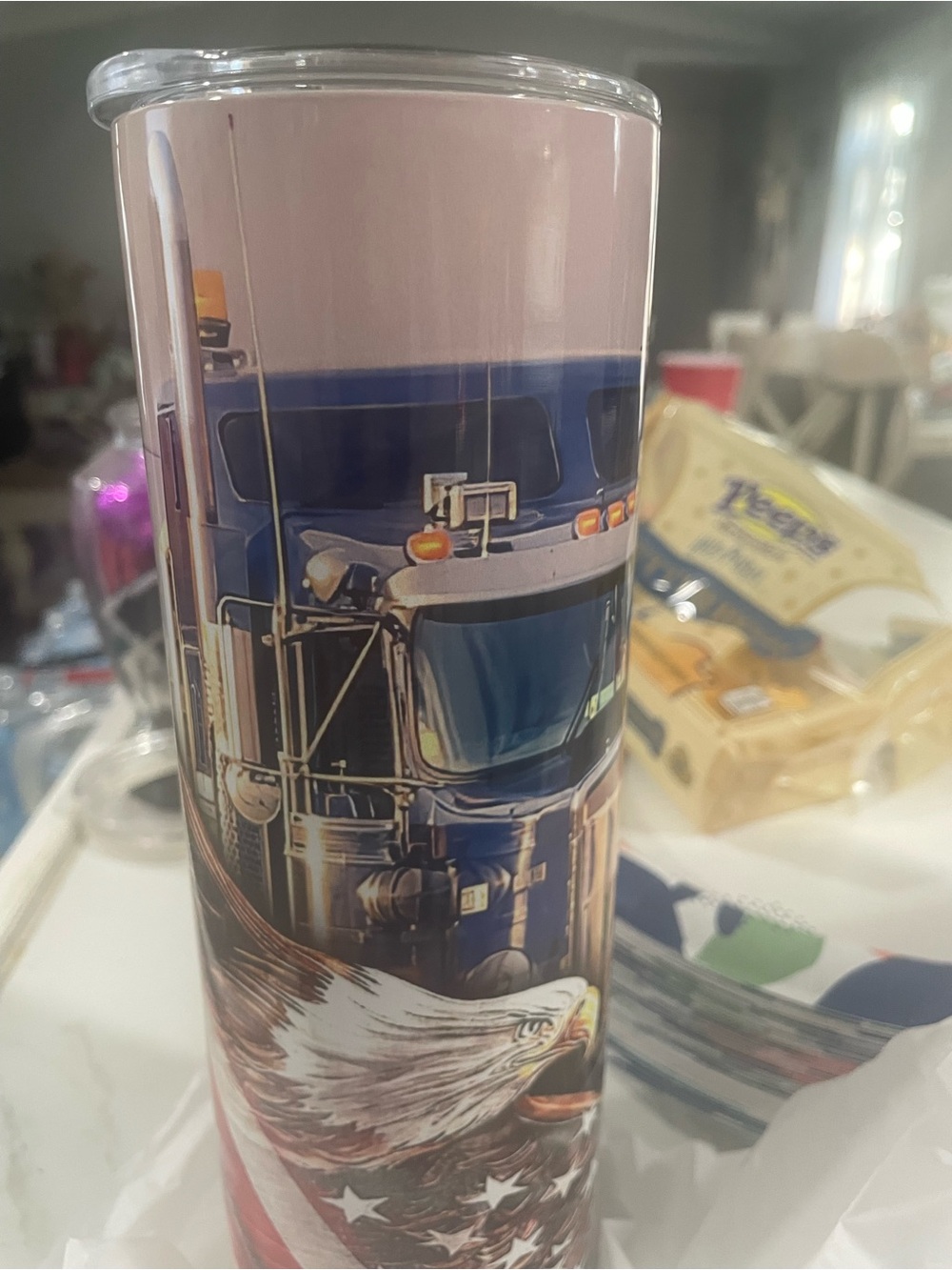 Patriotic Eagle &  Semi Truck Travel Tumbler - Home Accents
